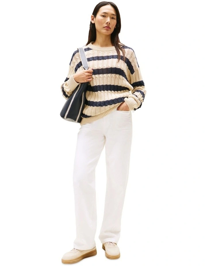 High Rise Relaxed Straight Leg Jeans in White image 4