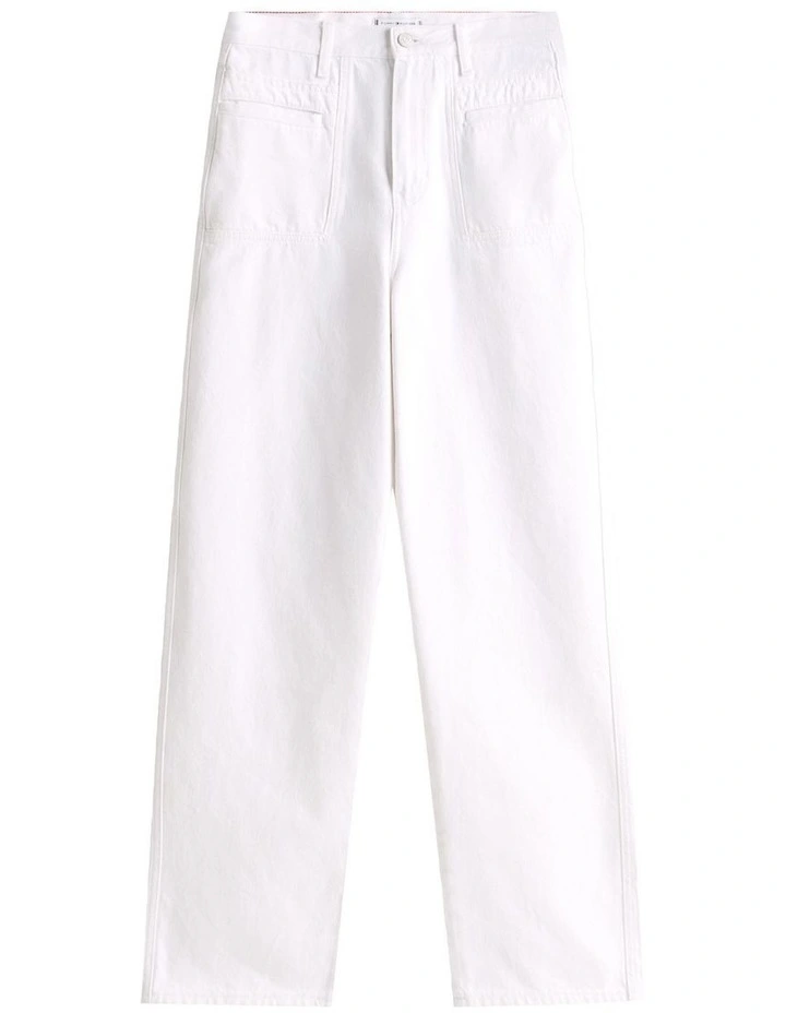High Rise Relaxed Straight Leg Jeans in White image 5