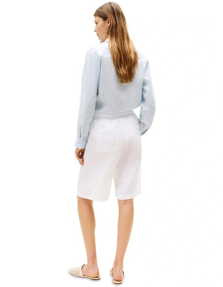 Linen Blend Tailored Shorts in White image 2