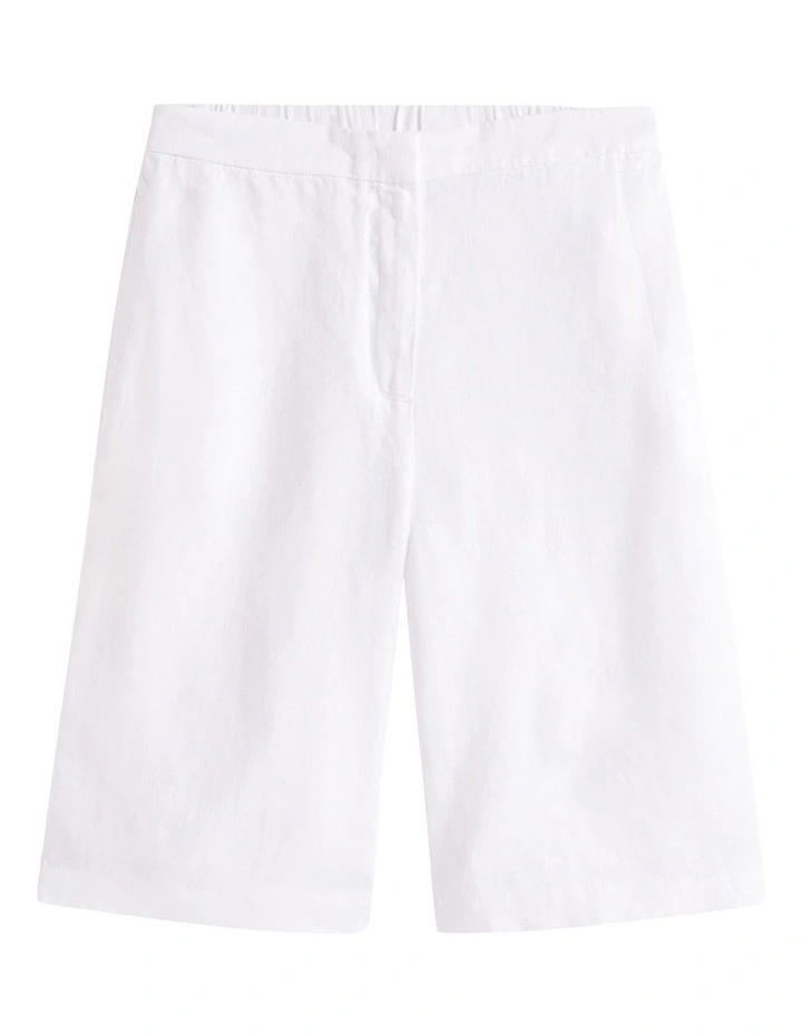 Linen Blend Tailored Shorts in White image 5