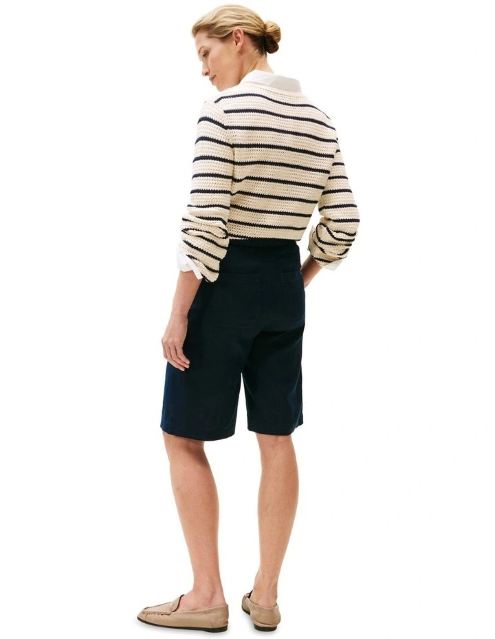 Linen Blend Tailored Shorts in Blue image 2