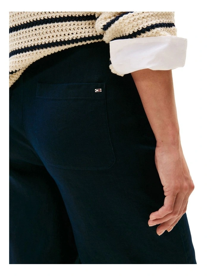 Linen Blend Tailored Shorts in Blue image 3