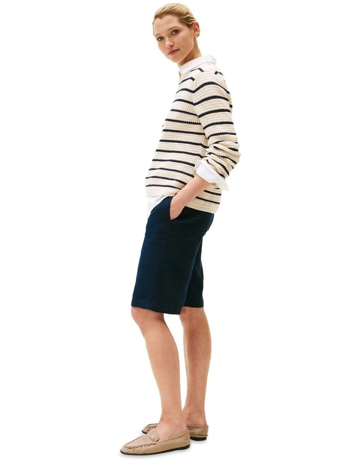 Linen Blend Tailored Shorts in Blue image 4