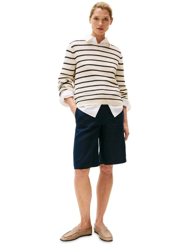 Linen Blend Tailored Shorts in Blue image 5
