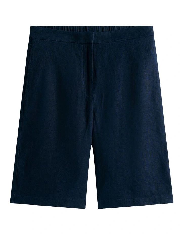 Linen Blend Tailored Shorts in Blue image 6