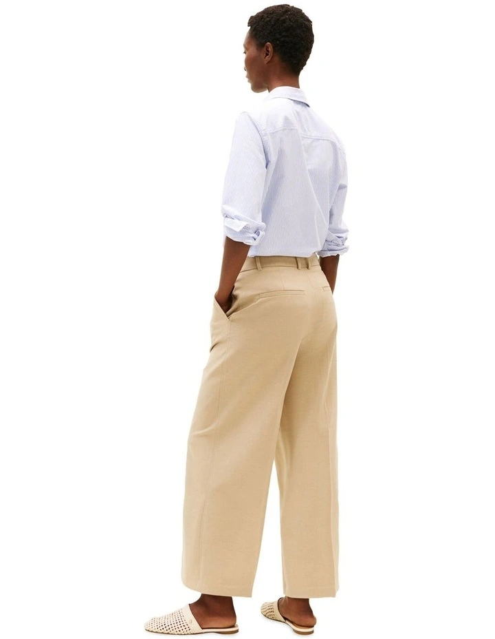 Bi-Stretch Wide Leg Crop Pant in Beige image 2