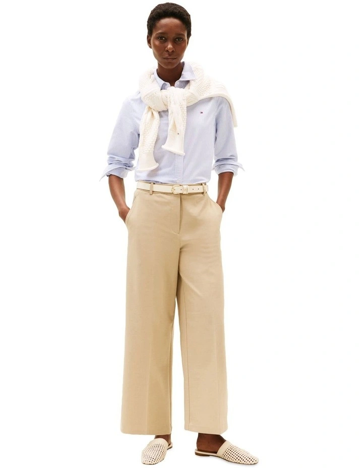 Bi-Stretch Wide Leg Crop Pant in Beige image 4