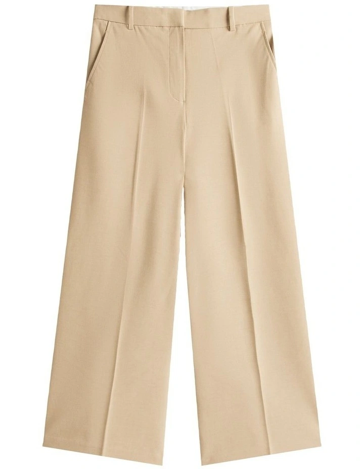 Bi-Stretch Wide Leg Crop Pant in Beige image 5