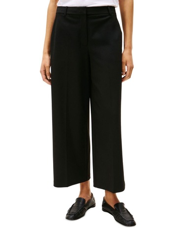 Bi-Stretch Wide Leg Crop Pant in Black