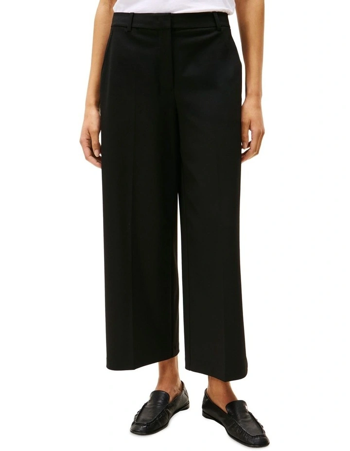 Bi-Stretch Wide Leg Crop Pant in Black image 1