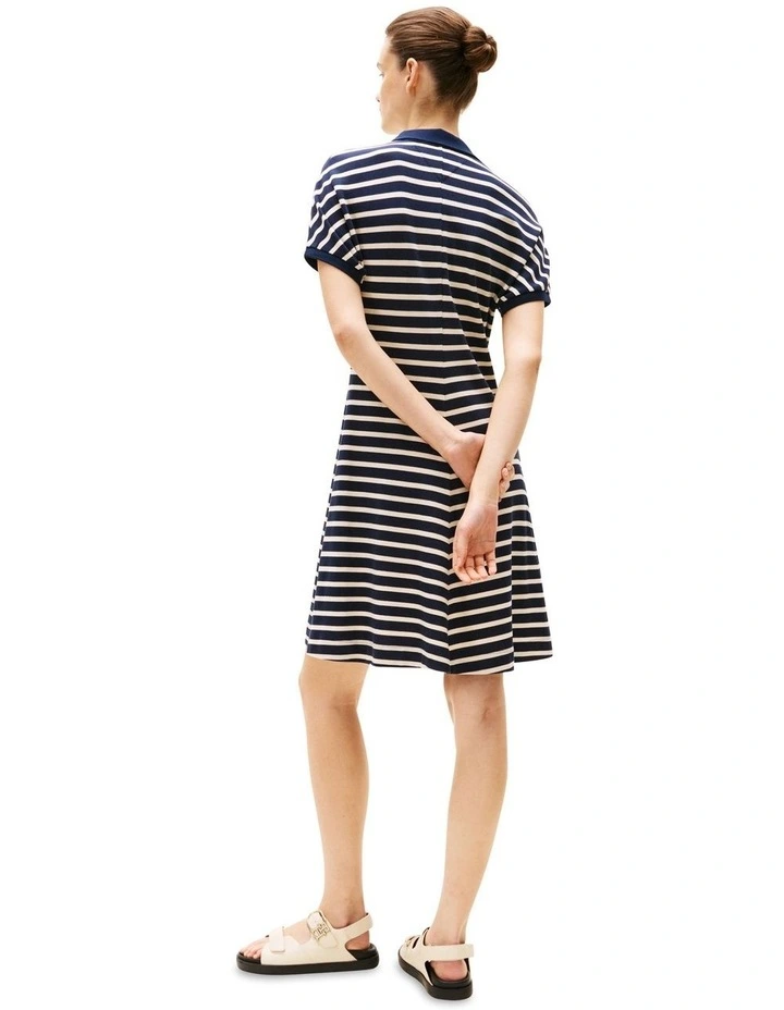 Fit And Flare Mini Polo Dress in Blue image 2