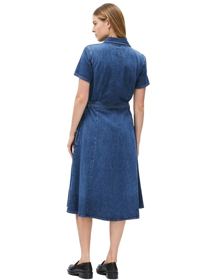 Denim Midi Dress in Blue image 2