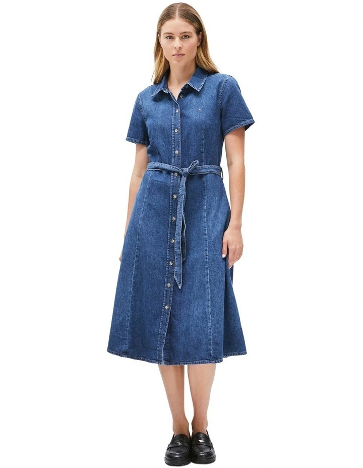 Denim Midi Dress in Blue image 4