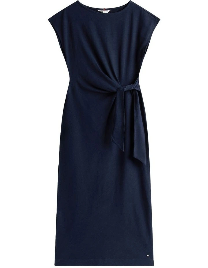 Boat Neck Slim Midi Dress in Blue image 5