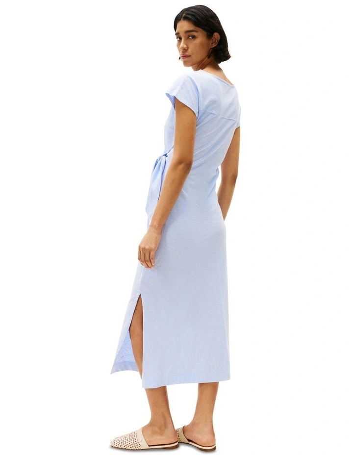 Boat Neck Slim Midi Dress in Blue image 2