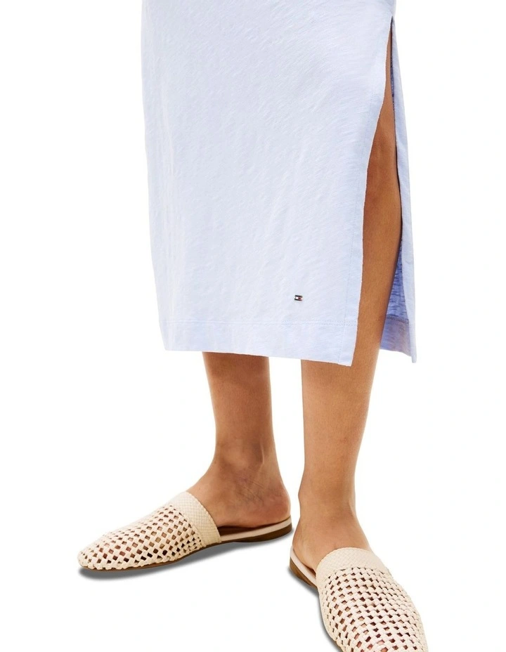 Boat Neck Slim Midi Dress in Blue image 4