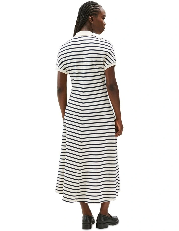 Fit And Flare Midi Polo Dress in White image 2