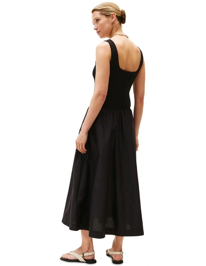 Slim Fit And Flare Midi Dress in Black image 2