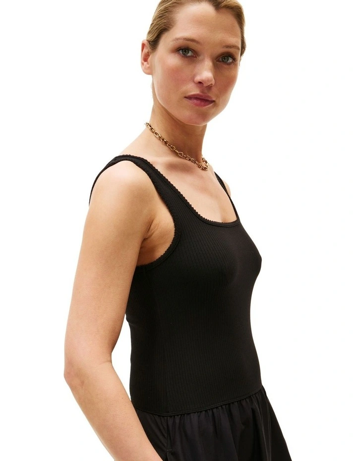 Slim Fit And Flare Midi Dress in Black image 3