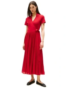 1985 Midi Wrap Polo Dress in Red