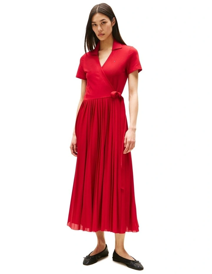 1985 Midi Wrap Polo Dress in Red image 1