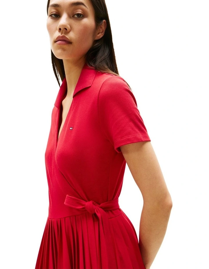 1985 Midi Wrap Polo Dress in Red image 3
