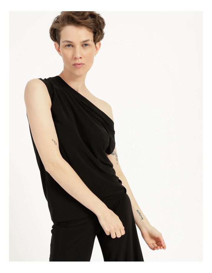 black one shoulder ruffle top