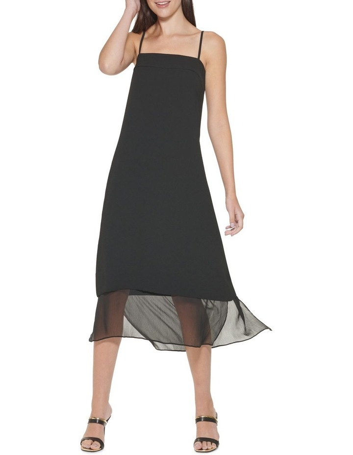 Straight Neckline Mixed Media Midi Cami Dress in