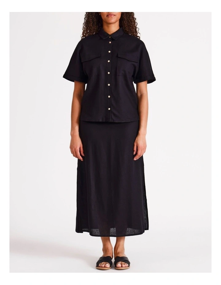 Lina Linen Shirt in Black image 1