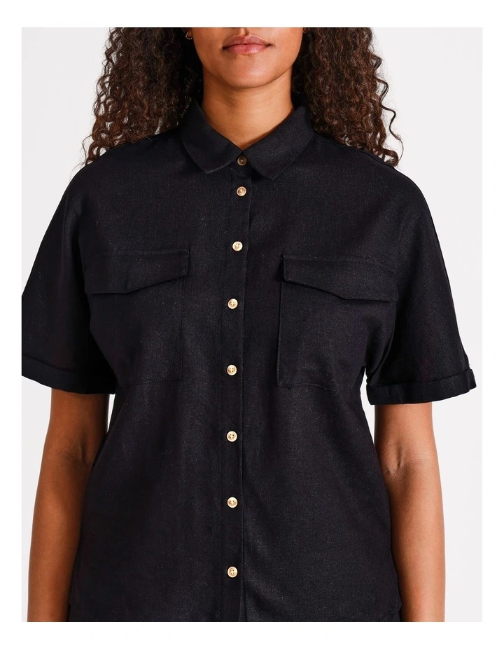 Lina Linen Shirt in Black image 2