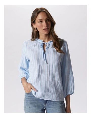 Nanna Short Sleeve Top in Airy Blue