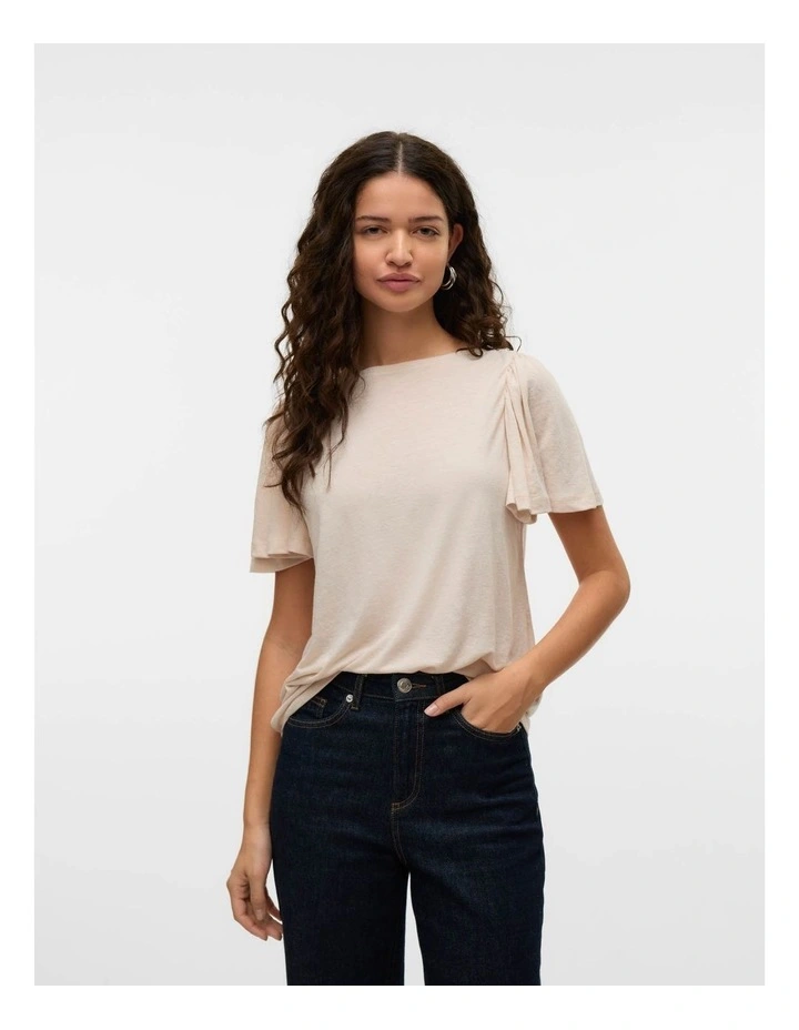 Paloma Short Sleeve Top in Oatmeal image 1