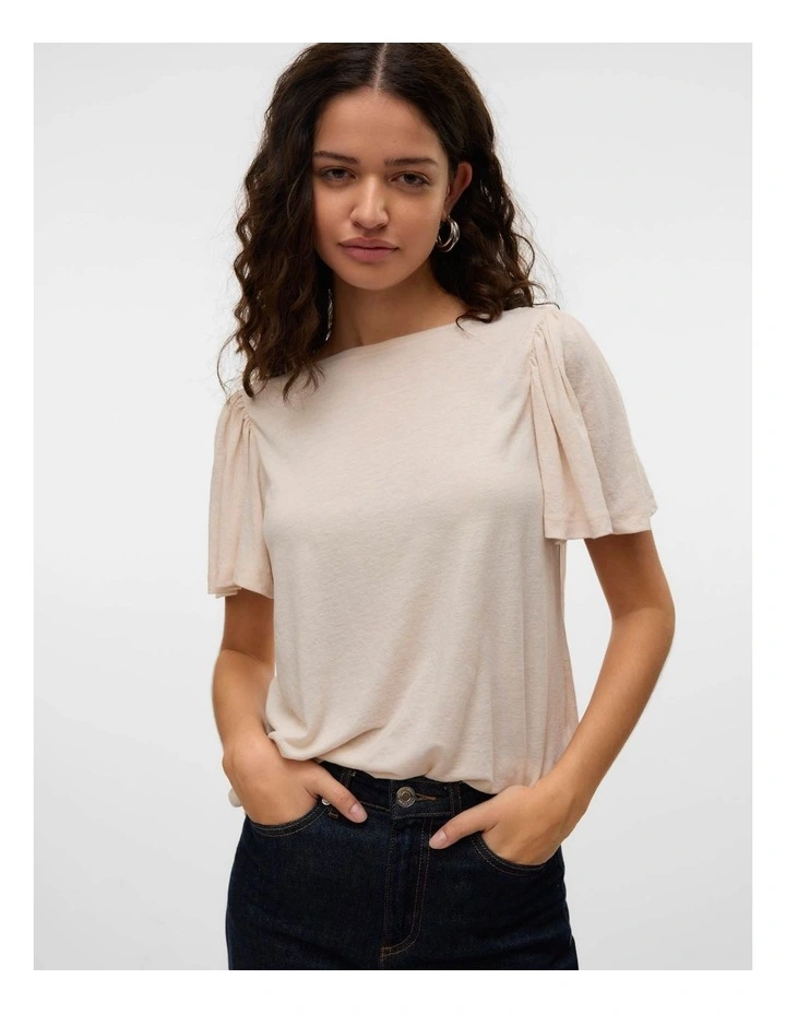 Paloma Short Sleeve Top in Oatmeal image 5