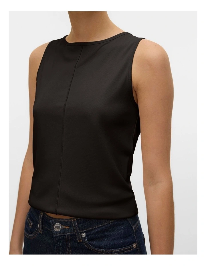 Maggie Boatneck Tank Top in Black image 2