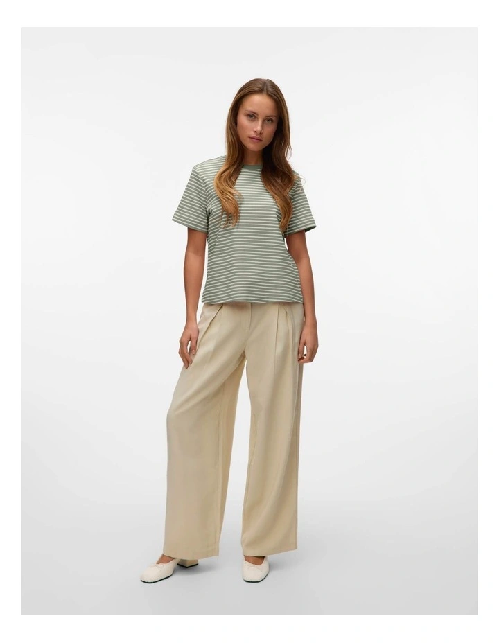 Naima Cotton Stripe T-shirt in Khaki image 3