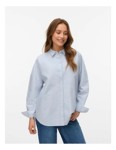 Paris Loose Oxford Cotton Shirt in Blue