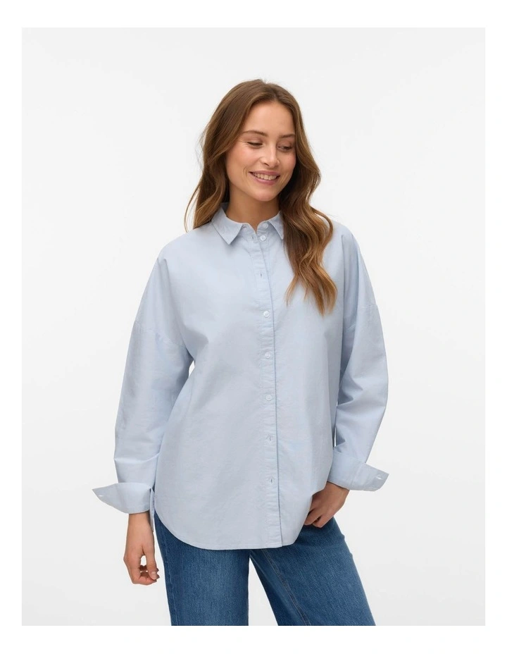 Paris Loose Oxford Cotton Shirt in Blue image 1