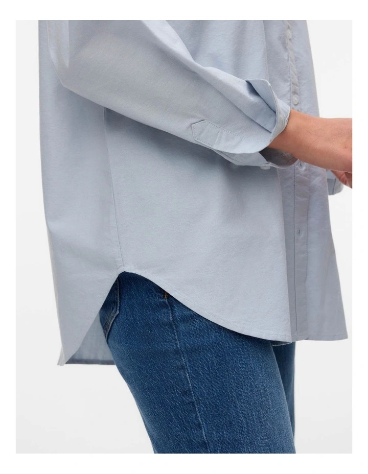 Paris Loose Oxford Cotton Shirt in Blue image 3