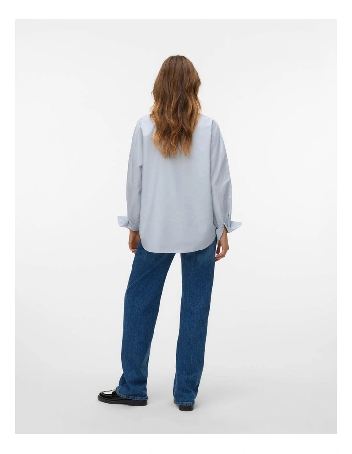 Paris Loose Oxford Cotton Shirt in Blue image 5