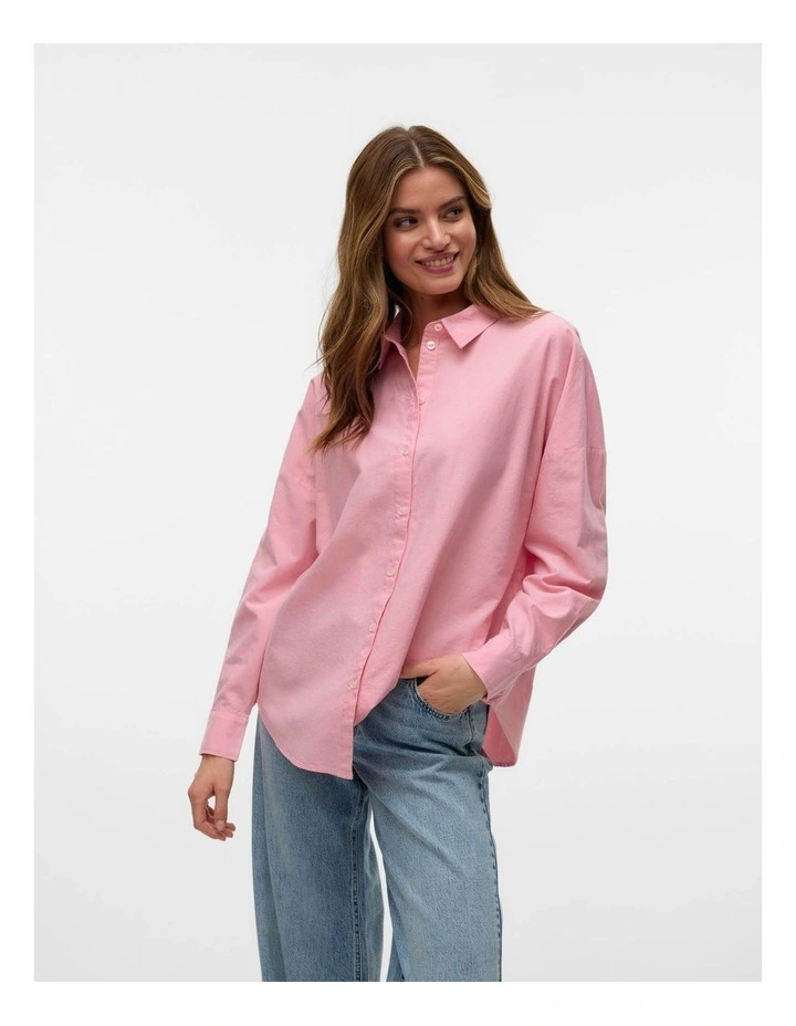 Paris Loose Oxford Cotton Shirt in Rose image 1