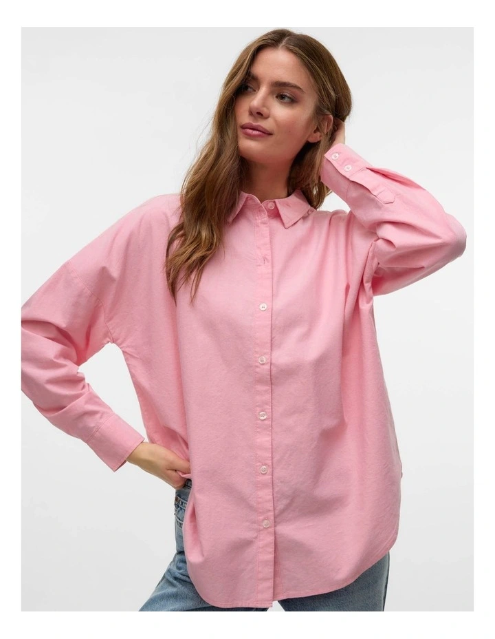 Paris Loose Oxford Cotton Shirt in Rose image 2