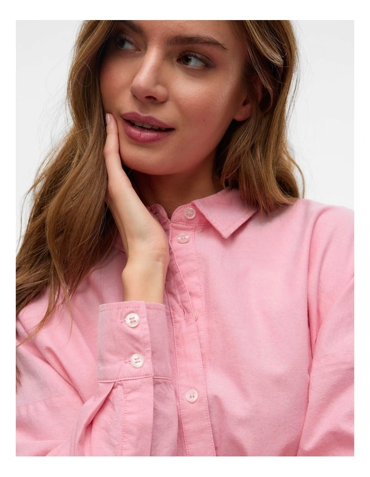 Paris Loose Oxford Cotton Shirt in Rose image 5