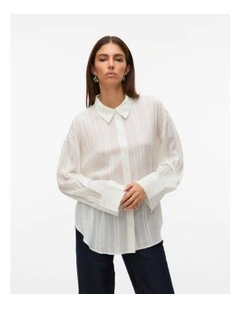 Bolette Long Sleeve Sheer Shirt in White