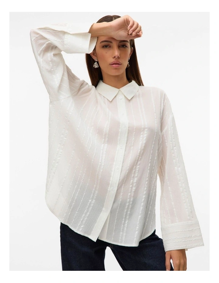 Bolette Long Sleeve Sheer Shirt in White image 2