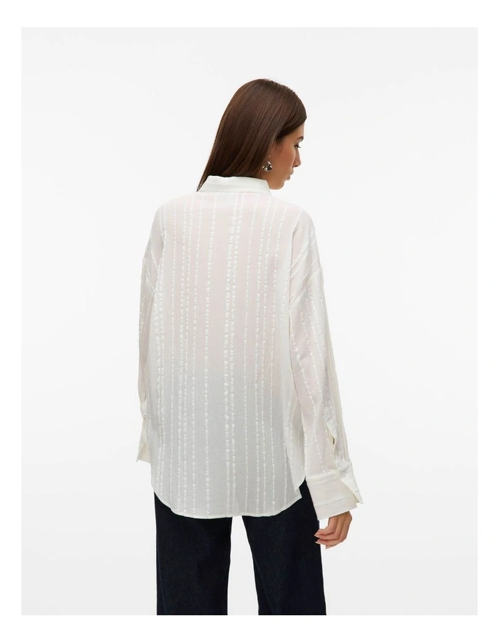 Bolette Long Sleeve Sheer Shirt in White image 3