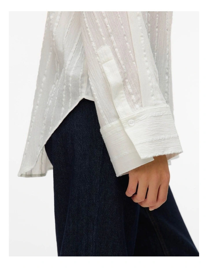 Bolette Long Sleeve Sheer Shirt in White image 4