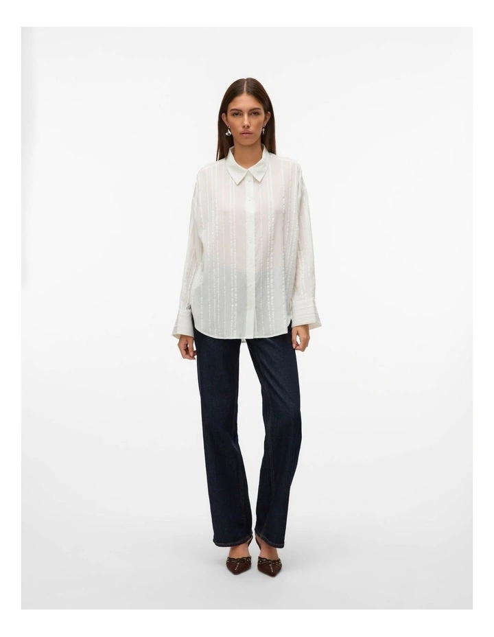 Bolette Long Sleeve Sheer Shirt in White image 5