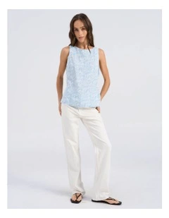 Fleur Printed Top in Light Blue