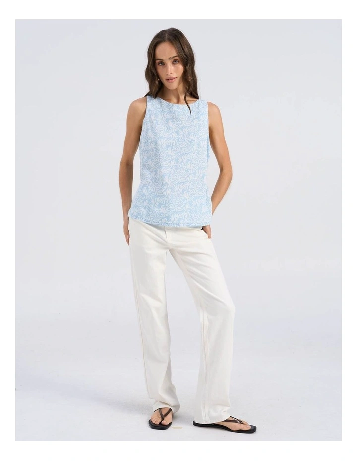 Fleur Printed Top in Light Blue image 1