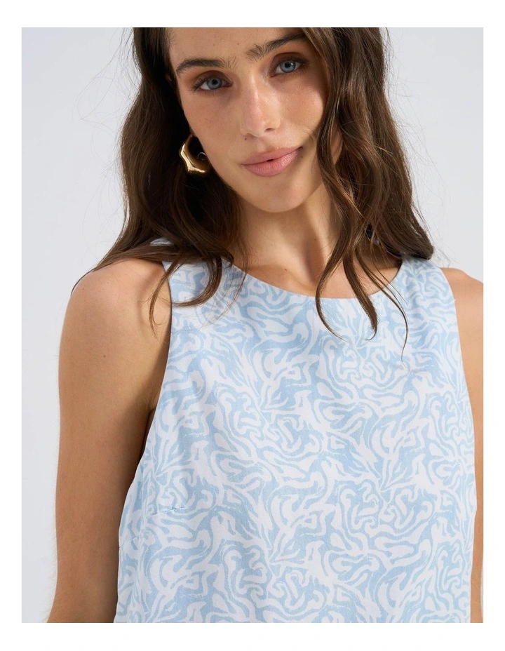 Fleur Printed Top in Light Blue image 2